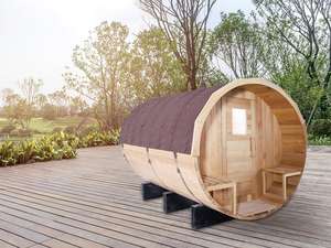 Sauna à baril pour 6 personnes, extérieur canadien, Sauna traditionnel en bois - Product Image 2
