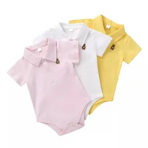 0-1 Years Old Baby Collar Clothes Boys Newborn Rompers Polo Shirt Infant Short Sleeve Romper Jumpsuit