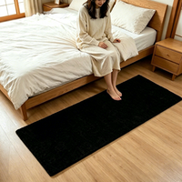 Tapis de salon en acrylique noir uni, à poils longs et bouclés, écologique, sans formaldéhyde, tufté et tissé