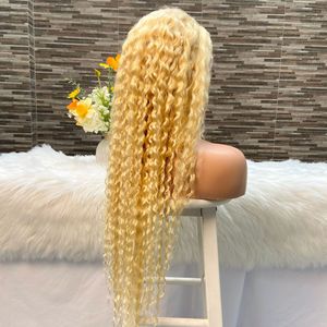 Peluca de pelo rizado Rubio 613 de 12-36 pulgadas, cubierta de 13*4, encaje Frontal, ONDA DE AGUA, pelucas <span class=keywords><strong>rubias</strong></span> rizadas largas para mujer, para <span class=keywords><strong>mujeres</strong></span> sexis - Product Image 4