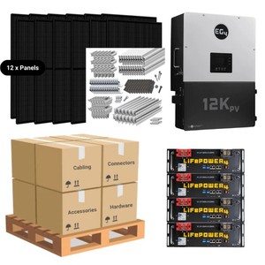 Co Mpl Ete 4.92kW <b>Solar</b> EG4 12kPV 20.48kWh 28.6kWh Lithium <b>Battery</b> Options 12 410W <b>Panels</b> Complete <b>Kit</b> CE 14833 EG4 - Product Image 5