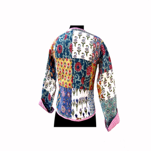 Exportateur indien proposant des vestes courtes d'hiver en molleton de coton réversible, imprimées à la main, respirantes et boutonnées pour femmes - Product Image 5