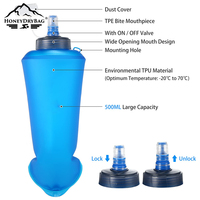Bouteille souple pliable en TPU sans BPA avec logo personnalisé OEM, étanche, avec valve anti-goutte, pour course à pied et insertion dans le gilet de trail