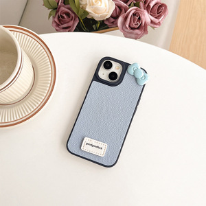 Nuova <span class=keywords><strong>Cover</strong></span> Minimalista in Pelle con Fiocco 3D a Cartone Animato, Colori Caramella, per <span class=keywords><strong>iPhone</strong></span> 17 16 15 Pro Max, con Bordo Nero e Foro Grande - Product Image 4