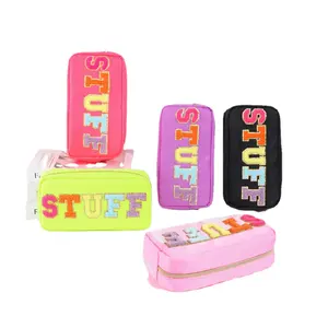 Hot selling personalised embroidered waterproof Casual storage bags Ladies nylon monogram Makeup Bag