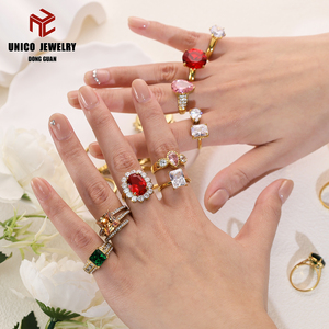 Обручальные кольца для женщин, кольца из нержавеющей стали 316L, позолоченные 18-каратным золотом, свадебные кольца, модные ювелирные кольца, кольца с кубическим цирконием - Product Image 3