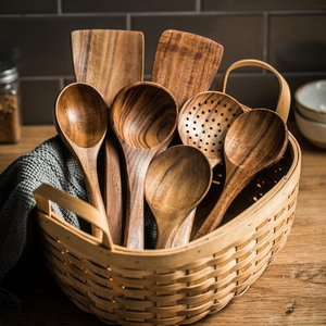 Cuchara de Madera Hecha a Mano con Acabado Lacado, Apta para Alimentos, Utensilio de Cocina para Servir, de Fábrica - Product Image 1