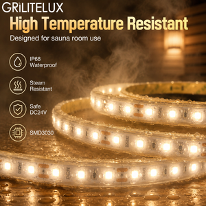 Bande LED IP68 SMD3030 80 LED/m DC24V Blanc Neutre 4,8W Résistante aux Hautes Températures Rouleau de 5m pour Bancs de Sauna - Product Image 4