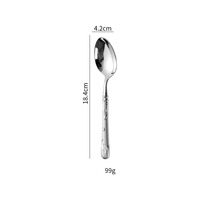 Ensemble en acier inoxydable, cuillère à dîner à manche martelé, fourchette, couteau de table dentelé et cuillère à dessert, ensemble de 4 ou 5 pièces