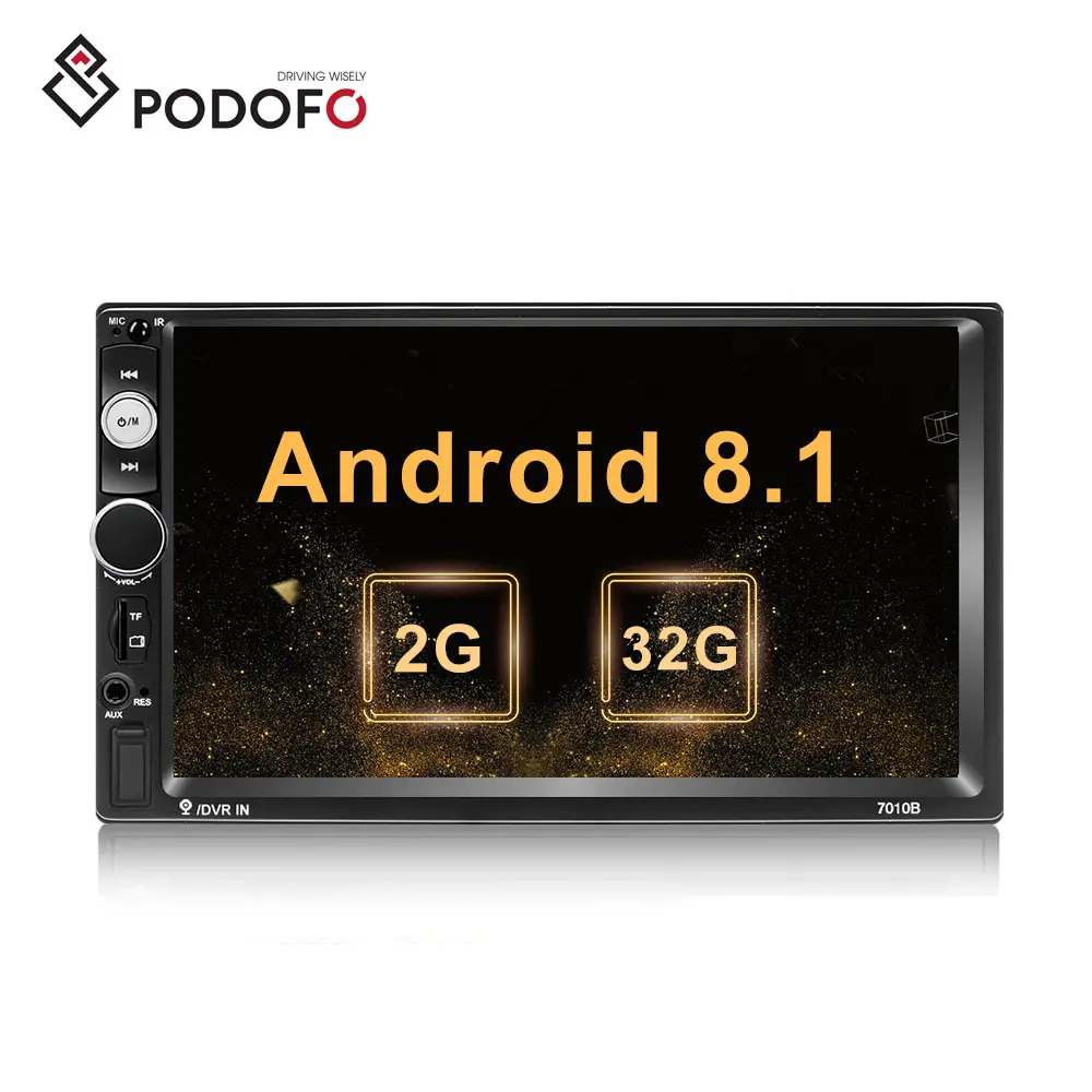 Podofo 2 Din Android 9,1 автомобильное радио 2 + 32 ГБ Авторадио Универсальный 7 "автомобильный видео плеер GPS навигация WiFi Mirrorlink