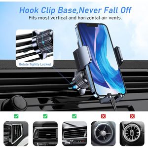 Soporte para teléfono de coche Blukar, soporte para ventilación de aire, metal, rotación de 360 ​​grados, teléfonos inteligentes, negro - Product Image 5