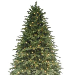 7英尺豪华聚乙烯/聚氯乙烯/羊绒混合吸头预点燃圣诞树