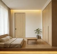 Puerta Interior de Madera Sólida de Estilo Japonés Moderno Senji, Decoración Minimalista, Opciones de Apertura Corredera o Batiente, 1 Año de Garantía, para Dormitorio o Sala de Estar