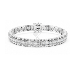 Pulsera de eslabones con diamantes talla esmeralda East West, con diamantes cultivados en laboratorio en oro amarillo, estilo correa de reloj, pieza llamativa y pesada. - Product Image 3