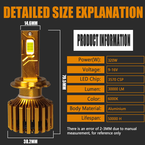 Super lumineux 300W 30000LM 6500K H7 H4 LED phare ampoule étanche Canbus voiture lumières pour Toyota Audi <span class=keywords><strong>Corolla</strong></span> Camry voitures - Product Image 6