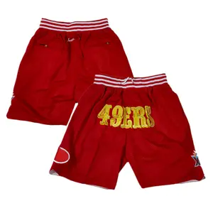 2024 Herren Just San Francisco D-Shorts amerikanischer Fußball Sport Training Reißverschluss Tasche Samuel Hose Streetwear Stickerei