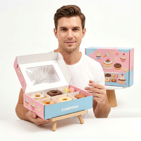 Ecologisch verantwoorde groothandelsverpakking van voedselveilig kraftpapier voor donuts met venster voor gebak en desserts