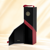 Boîte cadeau pliable écologique pour vin avec poignée, logo personnalisé, emballage haut de gamme à couvercle rabattable pour vin et champagne, OEM ODM
