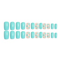 K056 Faux Ongles à Presser Bleu Clair Rose Nude Style INS Frais et Ludique Esthétique Western ABS Premium MOQ1 Vente en Gros Stock Prêt