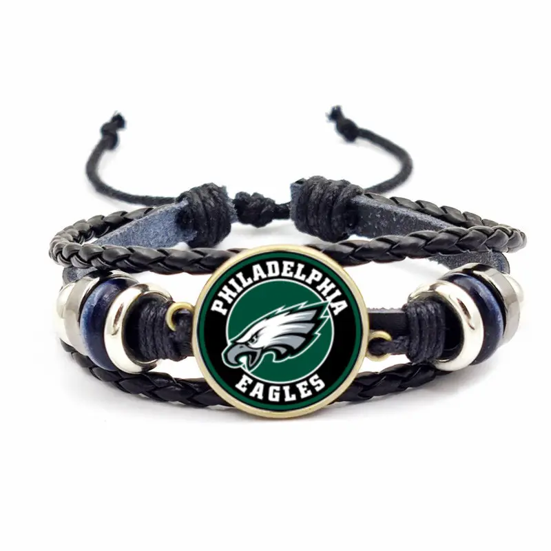 Высококачественный Профессиональный браслет Philadelphia Eagles для регби 32 команды регби кожаный браслет персонализированный Ретро тканый браслет