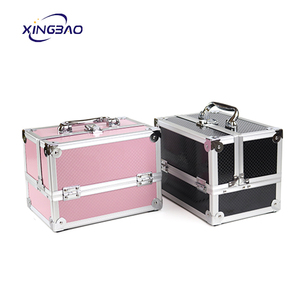 Petite trousse de <span class=keywords><strong>maquillage</strong></span> professionnelle, boîte à cosmétiques avec séparateurs réglables, Kit d'organisation d'artiste de <span class=keywords><strong>maquillage</strong></span> en aluminium avec miroir - Product Image 4