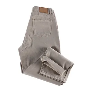 Beige tinta unita a vita alta Cargo Jeans donna Jeans Jeans donna 2024 pantaloni in Denim per donna