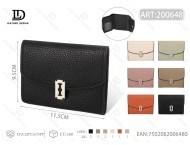 Portafoglio da donna a tre ante, piccolo, in pelle PU, con chiusura a bottone - Product Image 1