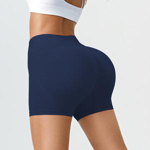 Short Cycliste/Pantalon de Yoga Taille Haute Sculptant pour Femmes, en Spandex/Nylon Uni, à Effet Ventre Plat et Remonte-Fesses, Couleur Pêche - Product Image 4