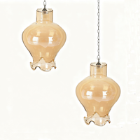 Lustre en verre ambré en forme de fleur soufflée de haute qualité personnalisé en usine, abat-jour d'intérieur pour luminaire mural suspendu
