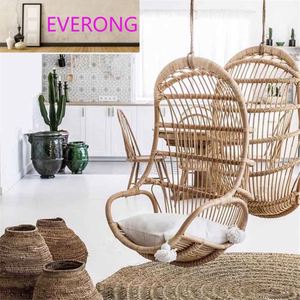 Nordic Ins Outdoor Hanging <strong>Egg</strong> Real Rattan Modern Swing <strong>Chair</strong> Waterproof Cushion Bedroom Living Room Patio Garden - Product Image 1