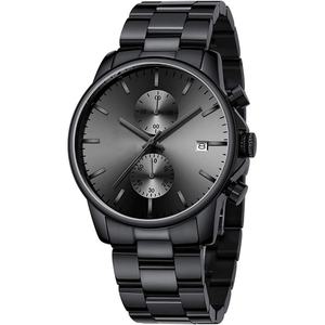 Montre chronographe pour homme en acier inoxydable classique de luxe, étanche, à quartz, en vente - Product Image 2