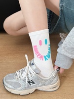 Chaussettes mi-mollet en coton tendance pour femmes et hommes, style fin printemps/été, motif graffiti personnalisé, dessin animé