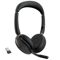 Jabra Evolve2 65 Flex Stereo Wireless untuk Headset 5.0 Bersertifikasi MS Teams, Dapat Dilipat, 360 Busylight ANC, 30 Jam, Headset Kantor