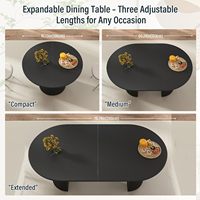 Table à manger extensible noire moderne avec base double cannelée