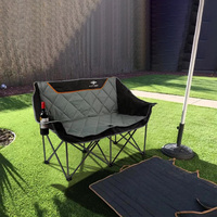 Chaise de camping double surdimensionnée AITOP, pliable, deux places, robuste, pliable en quatre, avec porte-gobelet, fauteuil