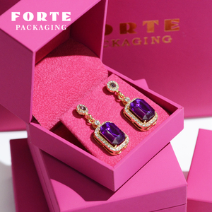 Forte tùy chỉnh giả da giấy đồ trang sức bao bì vòng Vòng cổ hộp nhung Gói Bán buôn hộp đồ trang sức với logo - Product Image 6