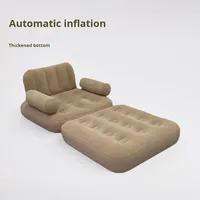 Sofá Cama Seccional Inflable Plegable Moderno con Respaldo Elevado, Engrosamiento Automático, Modelo de PVC Flocado ZX-49 para Sala de Estar