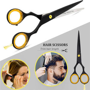 กรรไกรตัดผม Body Fence ขนาด 6 นิ้ว สีดำ แบบแบน สำหรับช่างทำผมมืออาชีพ ทำจากสแตนเลส อุปกรณ์สำหรับช่างตัดผม - Product Image 1