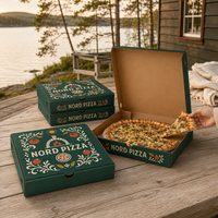 Caja de Pizza Corrugada E-Flute con Logotipo Personalizado al por Mayor OEM, Embalaje Desechable Ecológico y Seguro para Alimentos de Fábrica