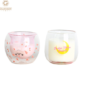 Tazza a doppio strato con artiglio di Cat'S rosa soffiato ad alta temperatura tazza di vetro borosilicato alta tazza di latte di caffè con fiore tostato - Product Image 2