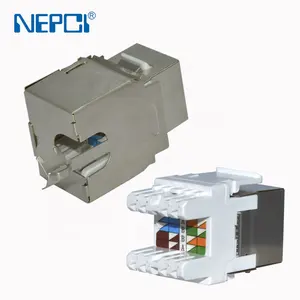 NEPCI工厂Cat5e Cat6 Cat6A 180度双IDC STP RJ45梯形插孔XJY-NE-77屏蔽FTP模块化插孔