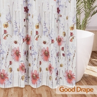 Rideau de douche à motif floral champêtre et peinture à l'aquarelle
