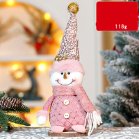 Poupée en peluche de Noël rétractable rose, Père Noël, Bonhomme de neige, Renne, Ornement de table de Noël tricoté