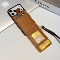 Étui portefeuille en cuir tendance pour téléphone, avec porte-cartes et bandoulière, antichoc, pour iPhone – Étui de créateur pour femme – Vente directe usine