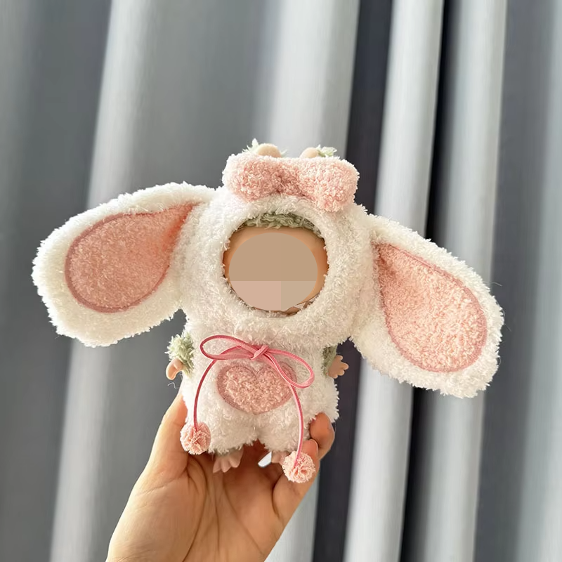 Pendentif battement de coeur lapin à grandes oreilles ensemble deux pièces