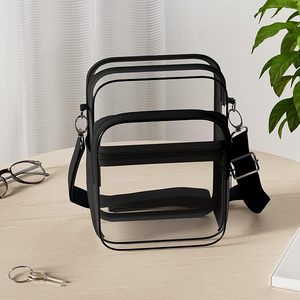 Lady-Approved Adjustable Shoulder Strap <b>Crossbody</b> <b>Bag</b> Fashionable Clear PVC Purse Zipper Stadium-Approved Clear Messenger <b>Bag</b> - Product Image 2