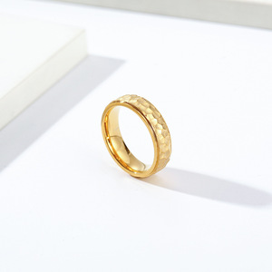 Unisex <b>Titanium</b> Steel <b>Ring</b> Gold Black Rose Gold Silver Hammered Finish Fashion Jewelry Gift for Men and Women - Product Image 2