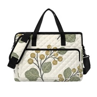 Sac pour ordinateur portable matelassé à imprimé tropical personnalisé, motif feuille hawaïenne, style Art déco floral, pour le shopping, les voyages et le transport quotidien