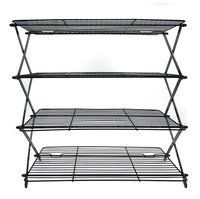Grille de refroidissement pliable à 4 niveaux pour gâteaux, support métallique empilable pour le séchage du pain et des biscuits, idéal pour la cuisine