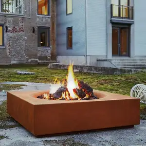 China Direct Offers The Corten Steel Square Outdoor Steel Gas Fire Bowl Wood Burning Round Fire Pit